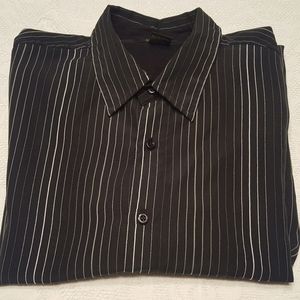 GNW BLACK WHITE STRIPED LONG SLEEVE BUTTON DOWN